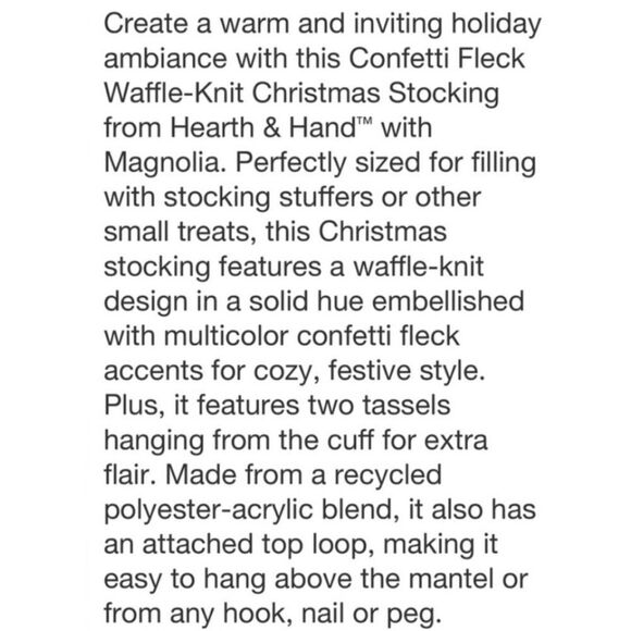 Hearth & Hand Magnolia Confetti Fleck Waffle Knit Christmas Stocking Sage